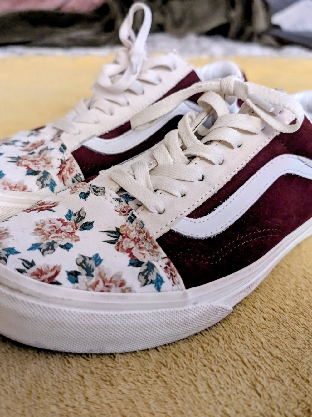 Women's Floral & Burgundy Custom Vans